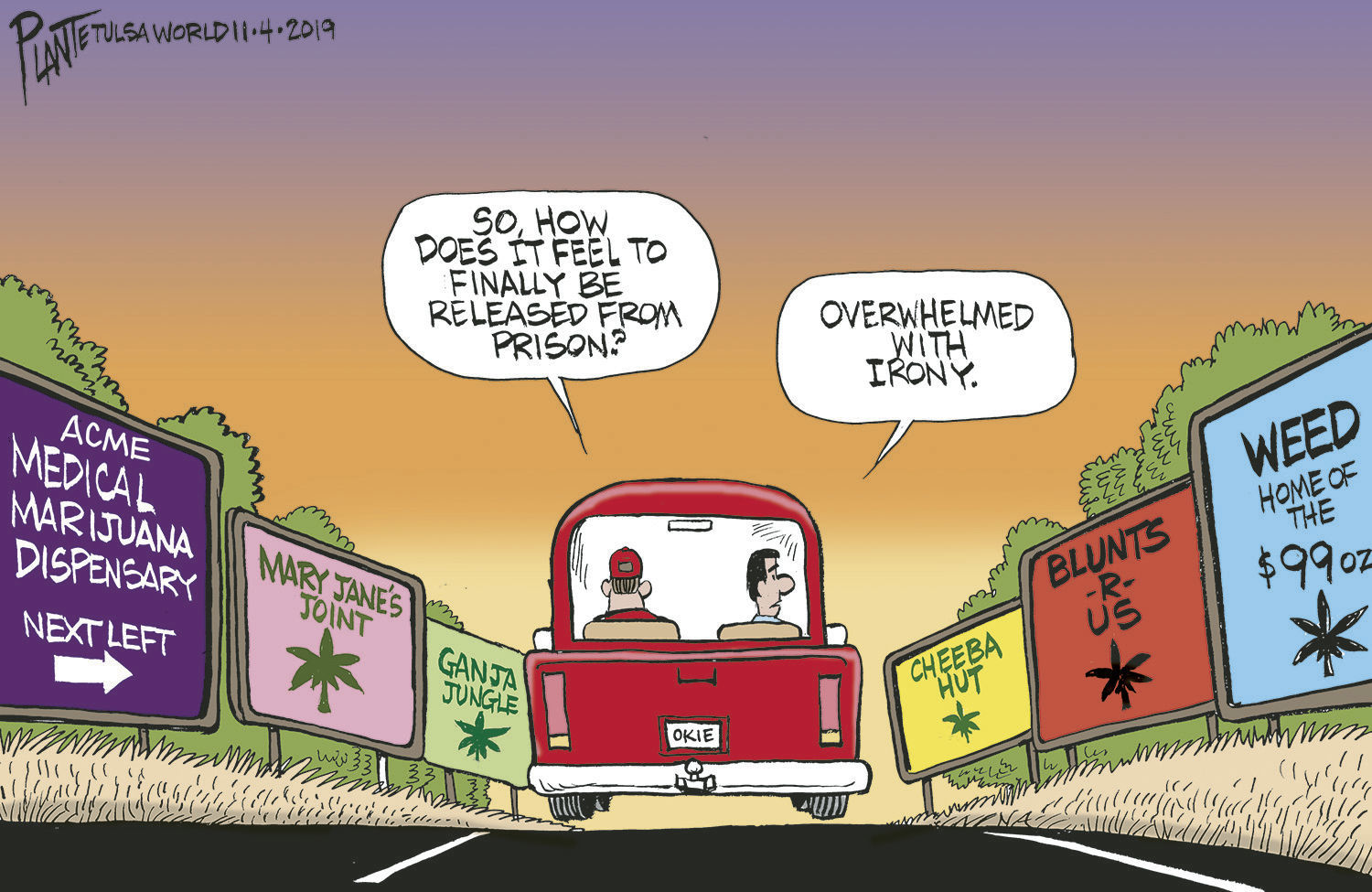 Bruce Plante Cartoon: Mass Oklahoma Prison commutation